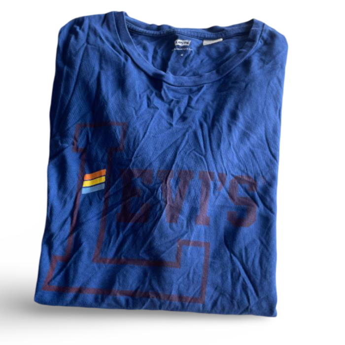 Vintage Levi`s Dark Blue Logo Crew Neck Short Sleeves T Shirt Size M| L29W20|SKU 5355