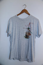 Vintage grey Carribean sea print mens medium tees