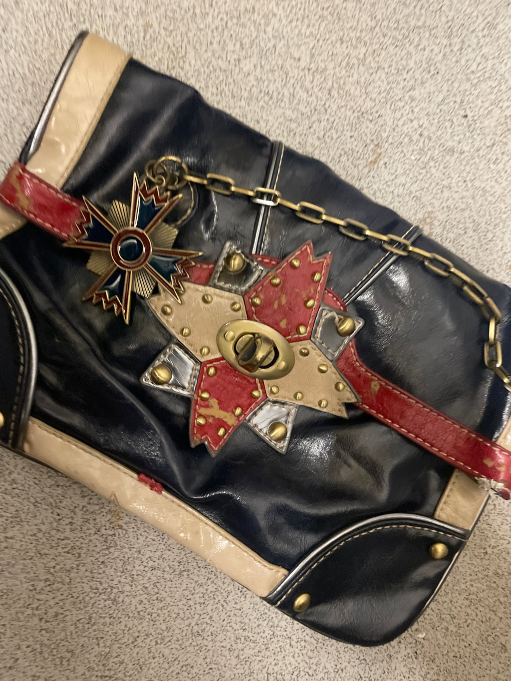  Rubynee Vintage y2k River Island Navy Blue Clutch Bag