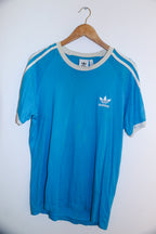Vintage blue Adidas 3 stripe mens medium tees