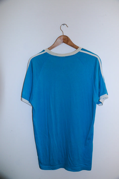 Vintage blue Adidas 3 stripe mens medium tees