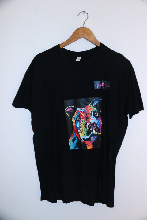 Vintage black dog print mens medium t-shirt