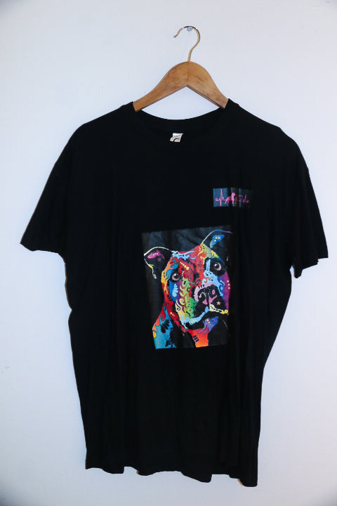 Vintage black dog print mens medium t-shirt