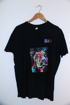 Vintage black dog print mens medium t-shirt