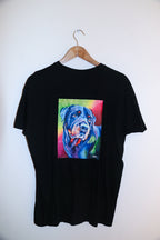 Vintage black dog print mens medium t-shirt