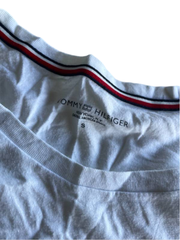 Vintage men's  white Tommy Hilfiger short sleeve tees in Size S|L28W20|SKU 5359