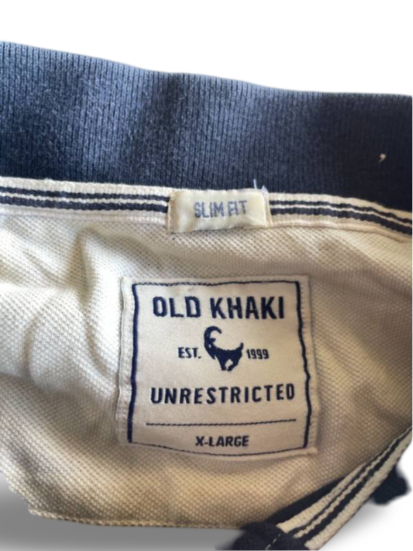 Vintage men's Old khaki navy short sleeves polo shirts slim fit in XL| L31W22|SKU 5361