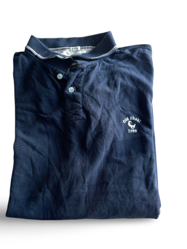 Vintage men's Old khaki navy short sleeves polo shirts slim fit in XL| L31W22|SKU 5361