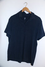 Vintage H&M blue mens plain medium polo t-shirt