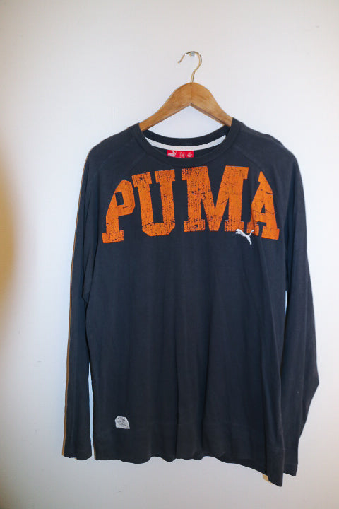 Vintage blue retro mens puma long sleeve medium tees