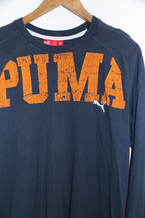 Vintage blue retro mens puma long sleeve medium tees