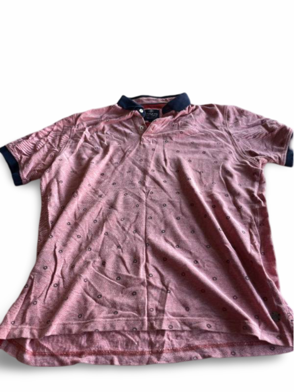 Vintage Baileys Mens Contrast Polo Shirt Multi Print Coral pink in L| L28 W22| SKU 5364