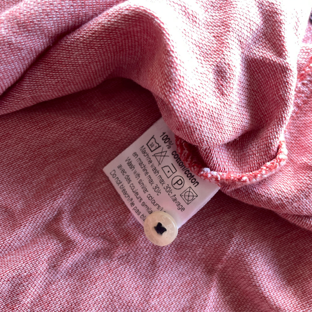 Vintage Baileys Mens Contrast Polo Shirt Multi Print Coral pink in L| L28 W22| SKU 5364