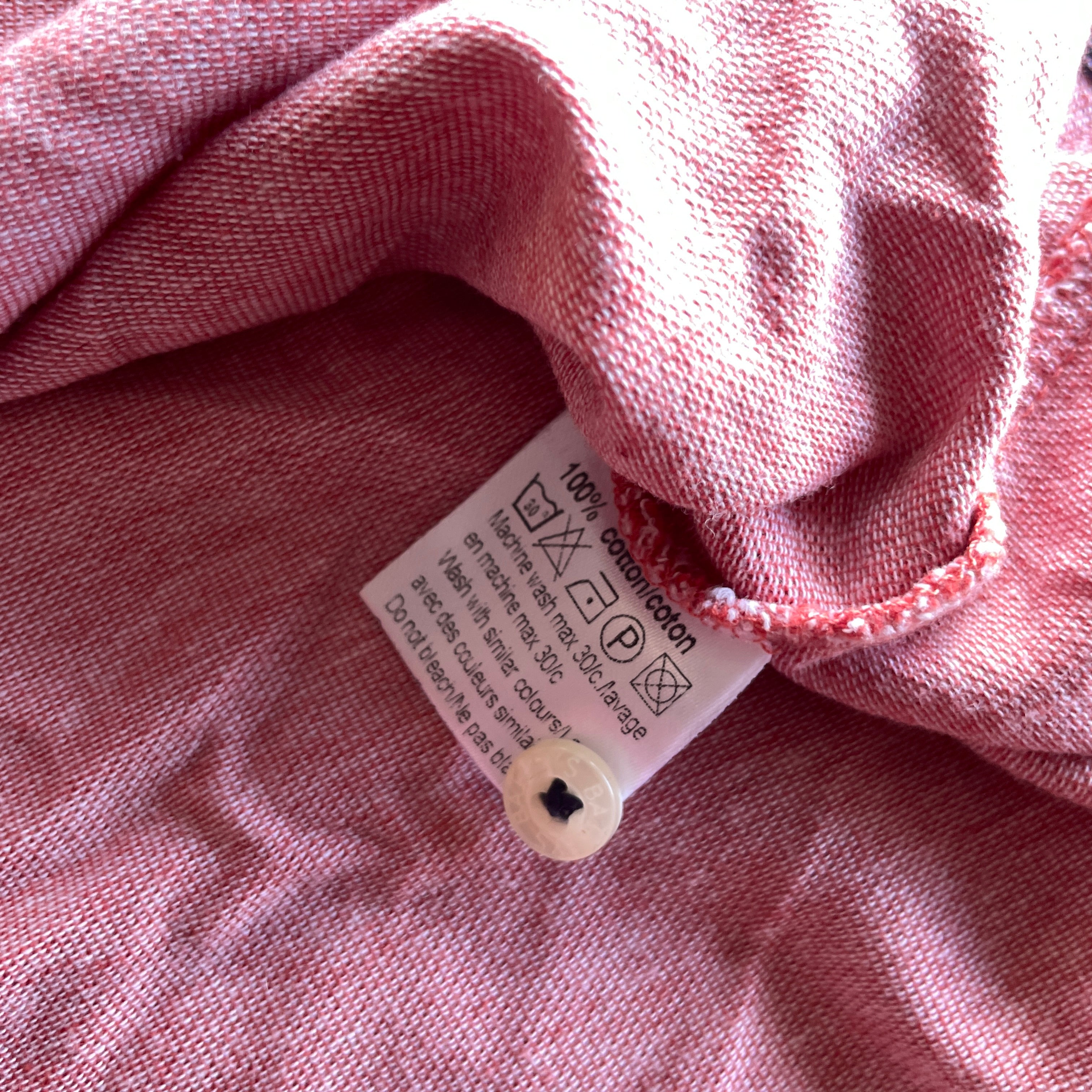 Vintage Baileys Mens Contrast Polo Shirt Multi Print Coral pink in L| L28 W22| SKU 5364