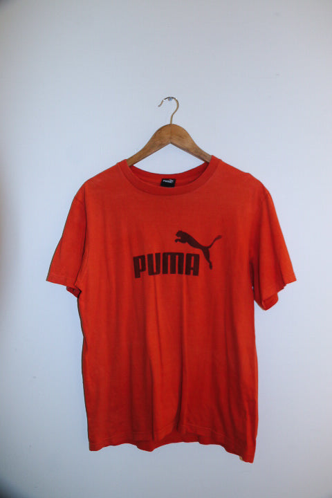 Vintage puma essential mens orange big logo medium t-shirt