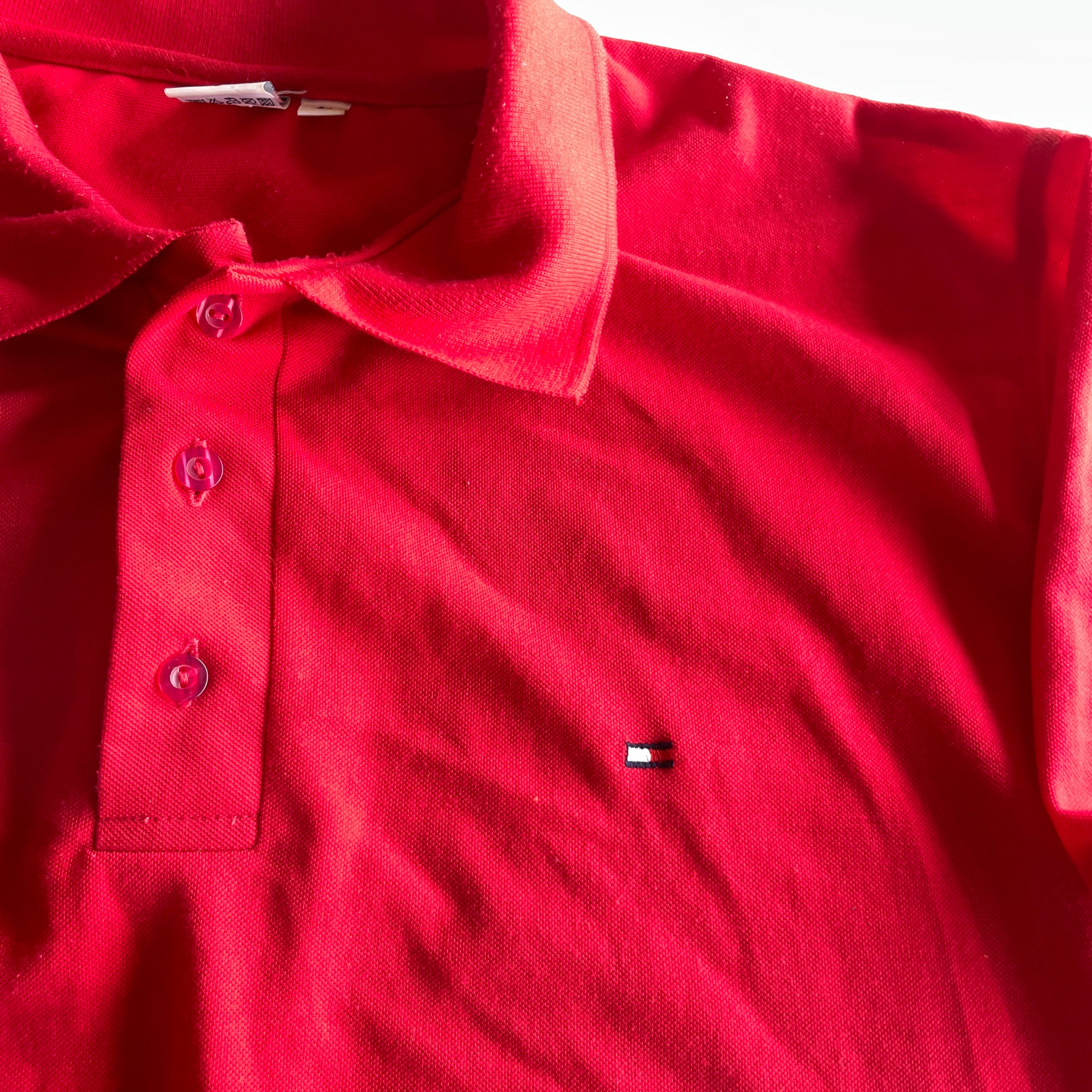 Vintage men's tommy hilfiger regular fit red short sleeve polo shirt in L| L32 W22| SKU 5367