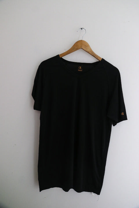 Vintage champion plain black V-neck mens medium tees