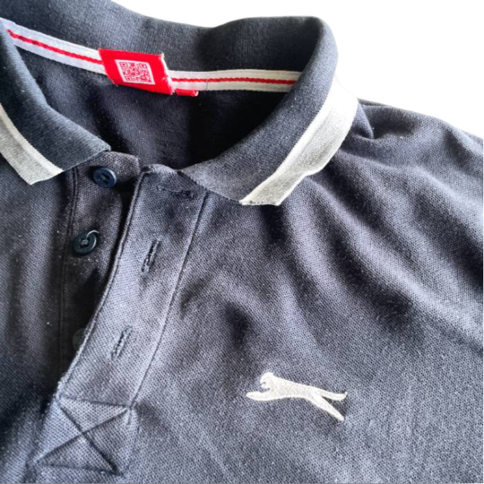 Vintage Slazenger blue short sleeve regular fit Polos for Men in size M|L29 W20| SKU 5370