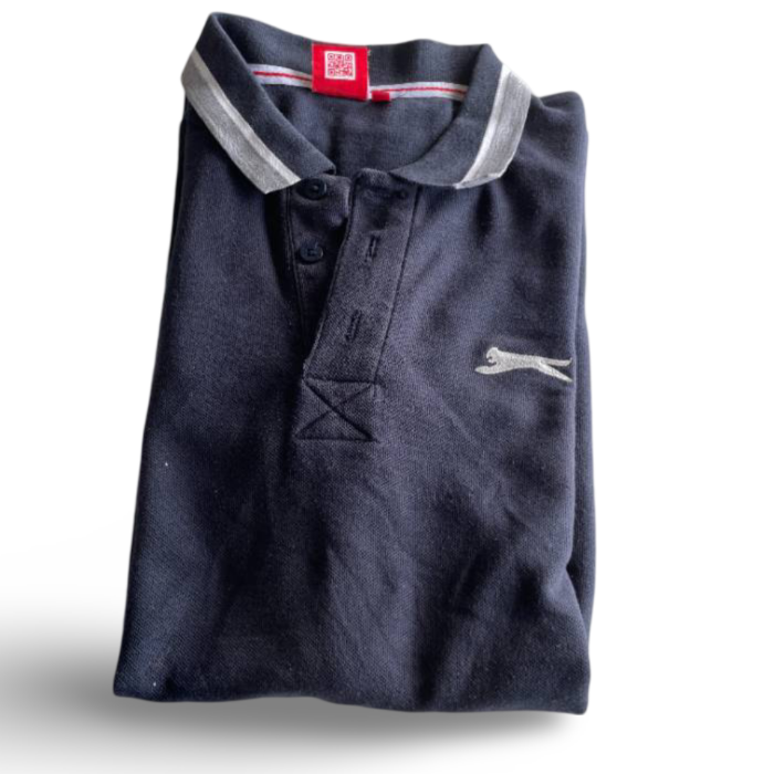 Vintage Slazenger blue short sleeve regular fit Polos for Men in size M|L29 W20| SKU 5370
