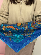 Vintage italian blue silk scarf