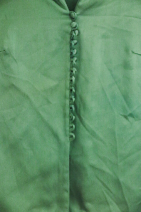 Vintage womens green satin long sleeve medium shirt