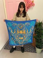 Vintage italian blue silk scarf