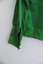 Vintage womens green satin long sleeve medium shirt