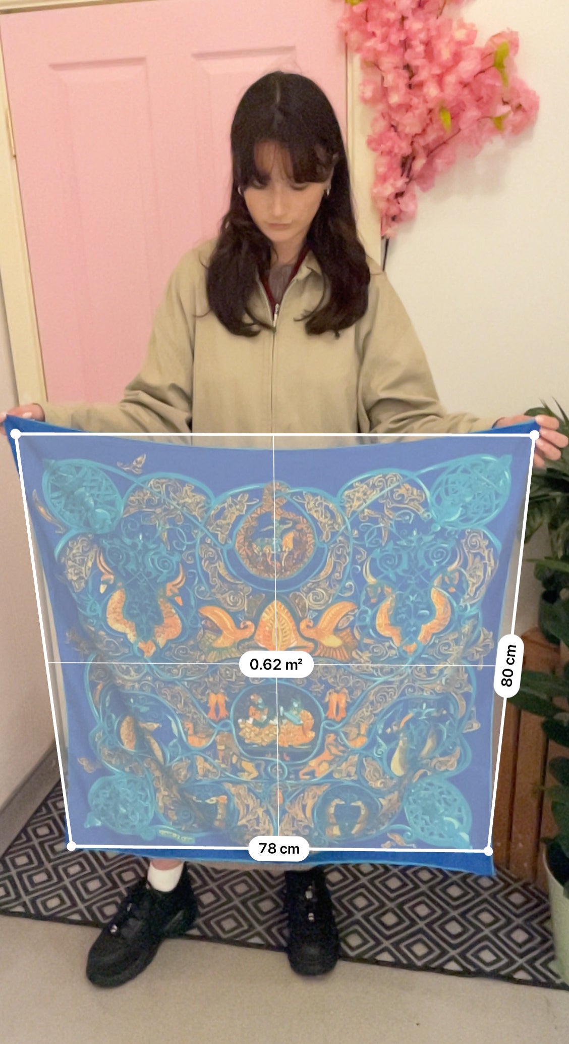Vintage italian blue silk scarf