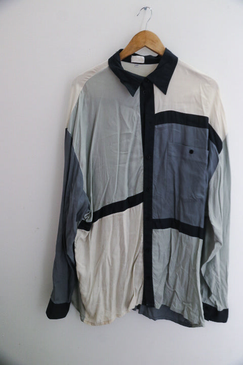 Vintage XXL Colour Block Multi Long Sleeve Shirt