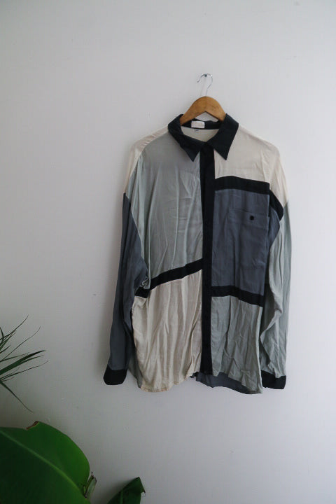 Vintage XXL Colour Block Multi Long Sleeve Shirt