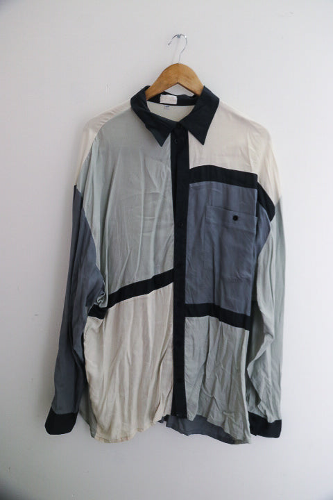Vintage XXL Colour Block Multi Long Sleeve Shirt