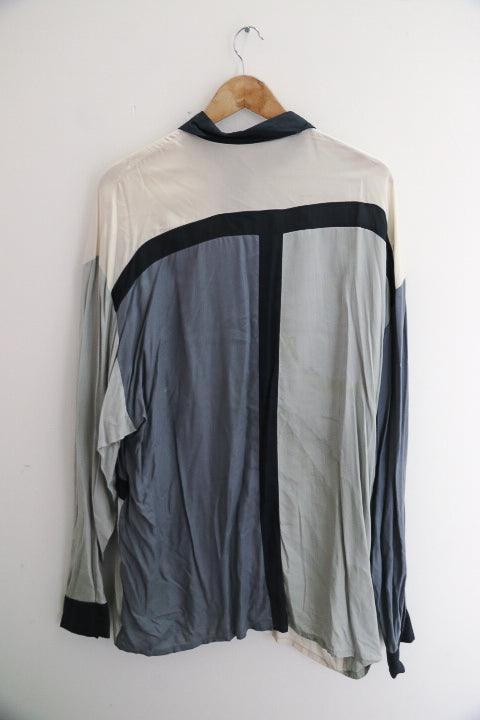 Vintage XXL Colour Block Multi Long Sleeve Shirt
