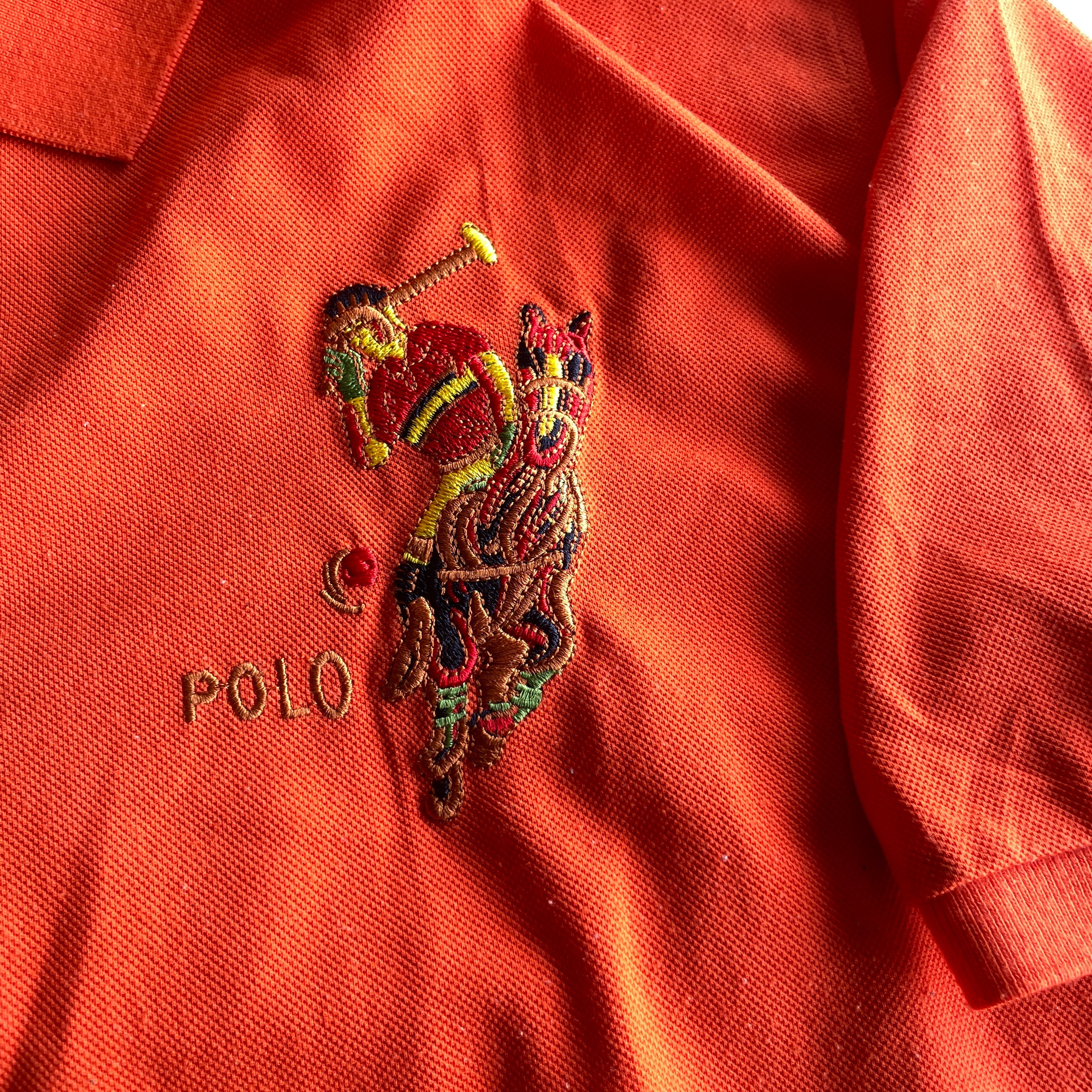 Vintage Mens Polo Ralph Lauren Polo Players #3 Custom Fit  ORANGE XXL| L31W23|SKU 5373