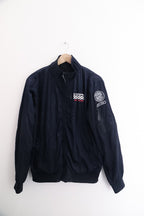 Vintage US Aerospace voyager space explorer mens military bomber navy blue medium jacket
