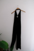 Vintage black tailored halterneck small women's jumpsuit