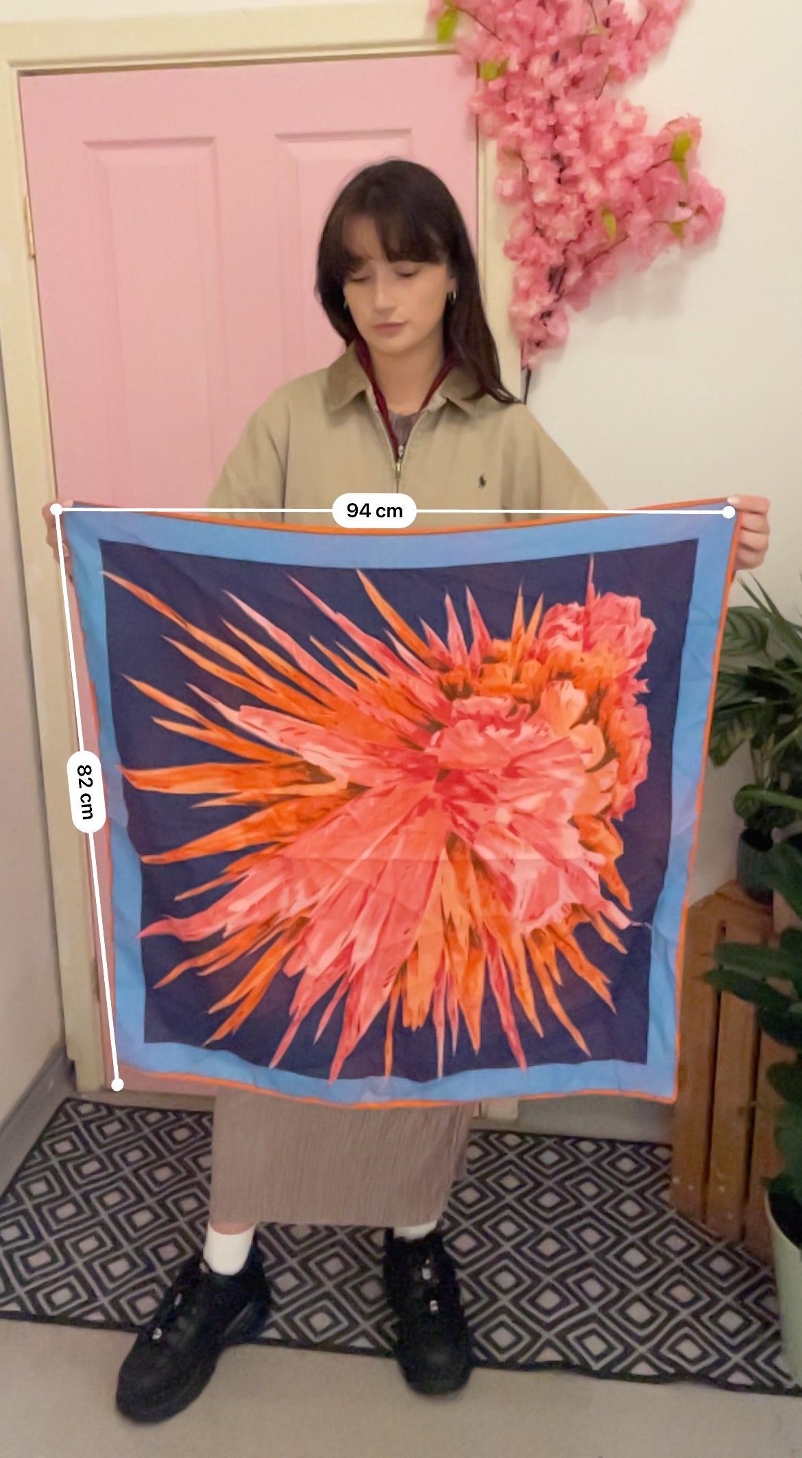 Vintage floral printed multi silk scarf