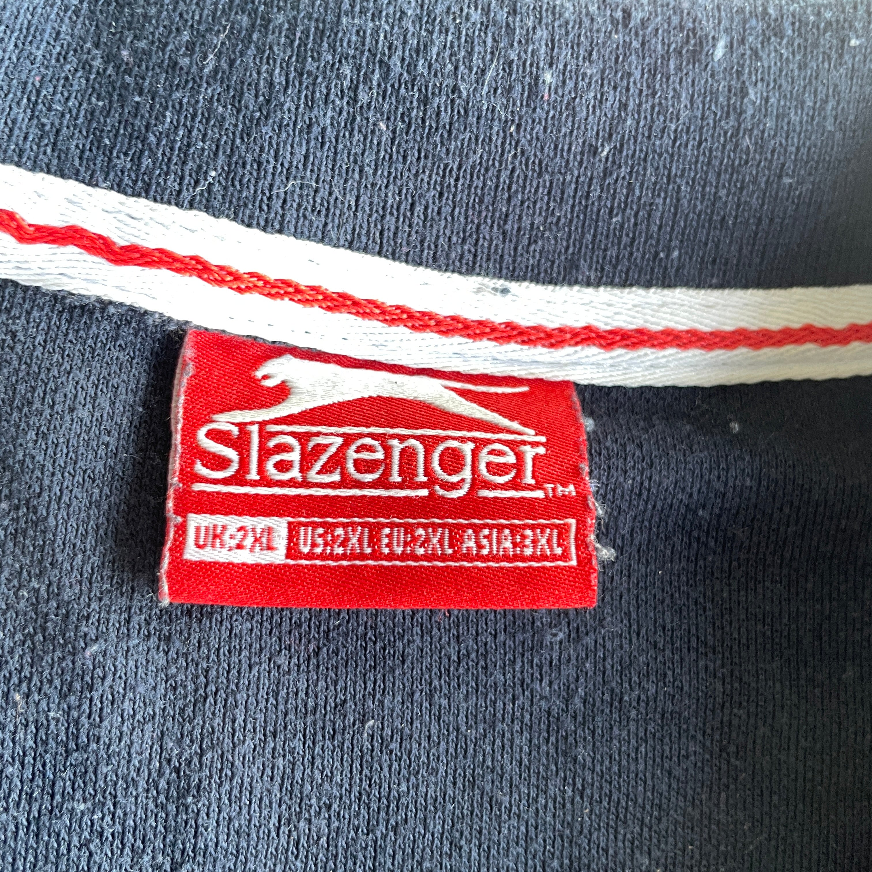 Vintage Slazenger Tipped short sleeve navy blue Polo Jersey Mens in XXL| l32 w25| SKU 5375