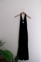 Vintage black tailored halterneck small women's jumpsuit