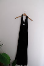 Vintage black tailored halterneck small women's jumpsuit