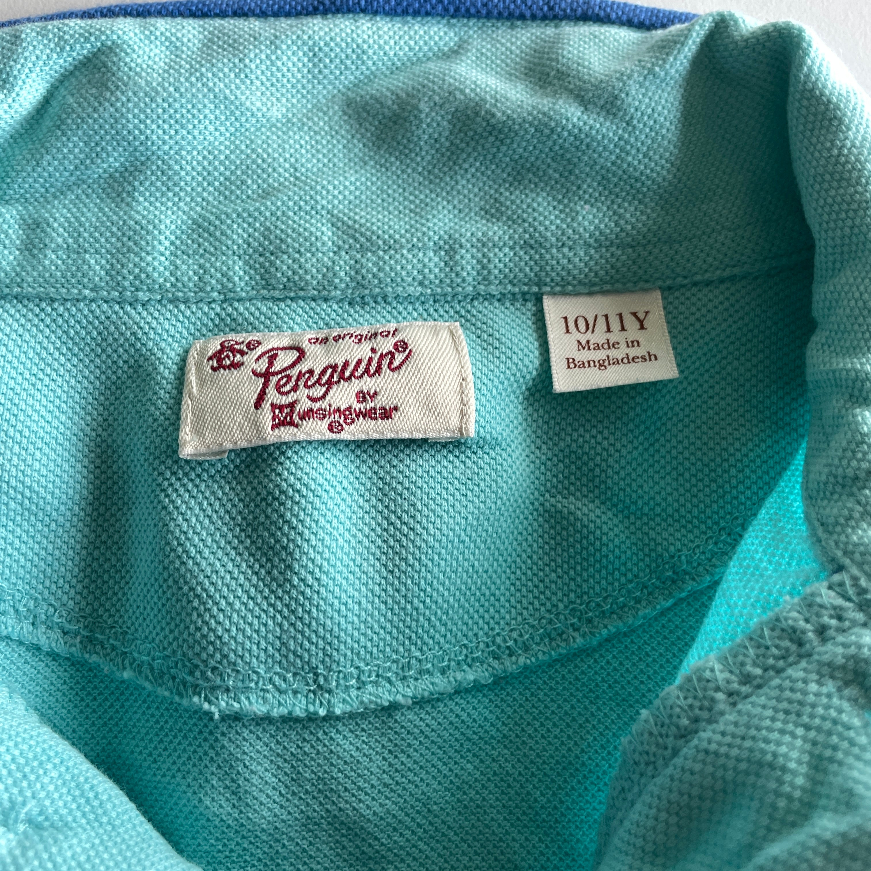 Vintage penguin original Kids 10-11yrs UK 10 unisex Cotton blue Polo |L22W17| SKU 5376