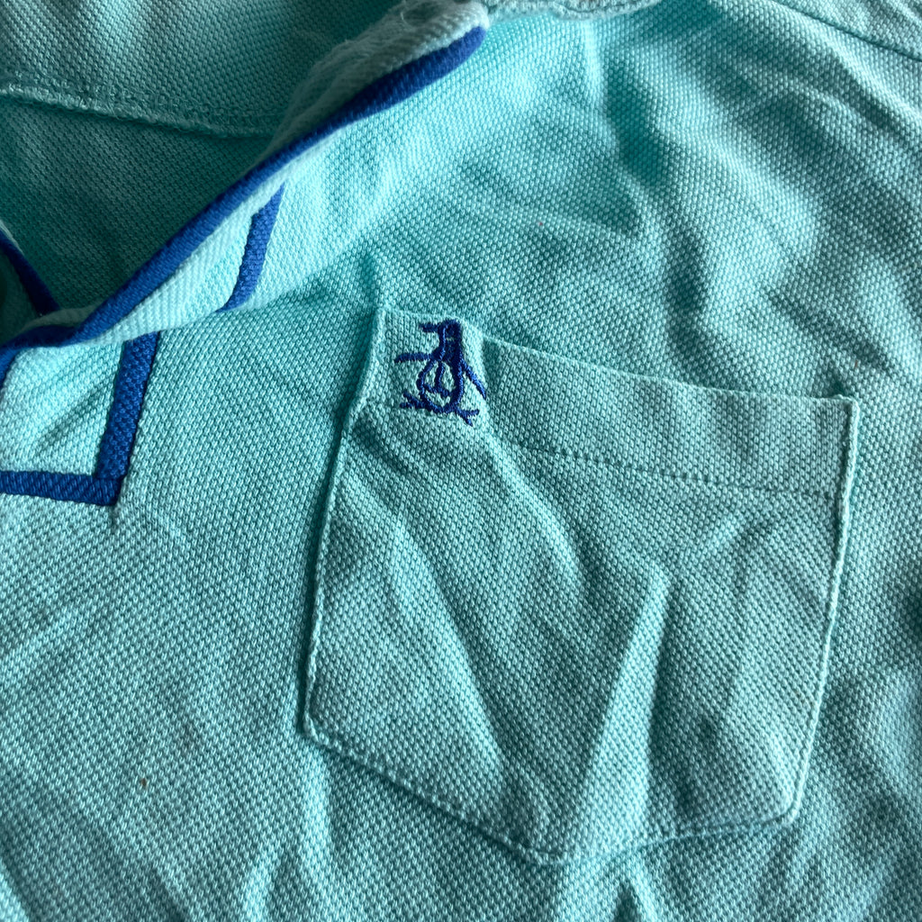 Vintage penguin original Kids 10-11yrs UK 10 unisex Cotton blue Polo |L22W17| SKU 5376