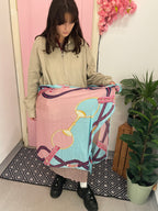 Vintage moving chain with lock bag patterned italia blue scarf