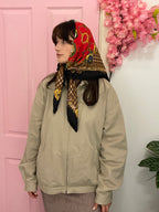 Vintage red patchwork italian brown scarf