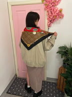 Vintage red patchwork italian brown scarf
