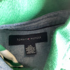 Vintage men's Tommy Hilfiger  Green & white striped short sleeve polo shirt L| L33W21| SKU 5378