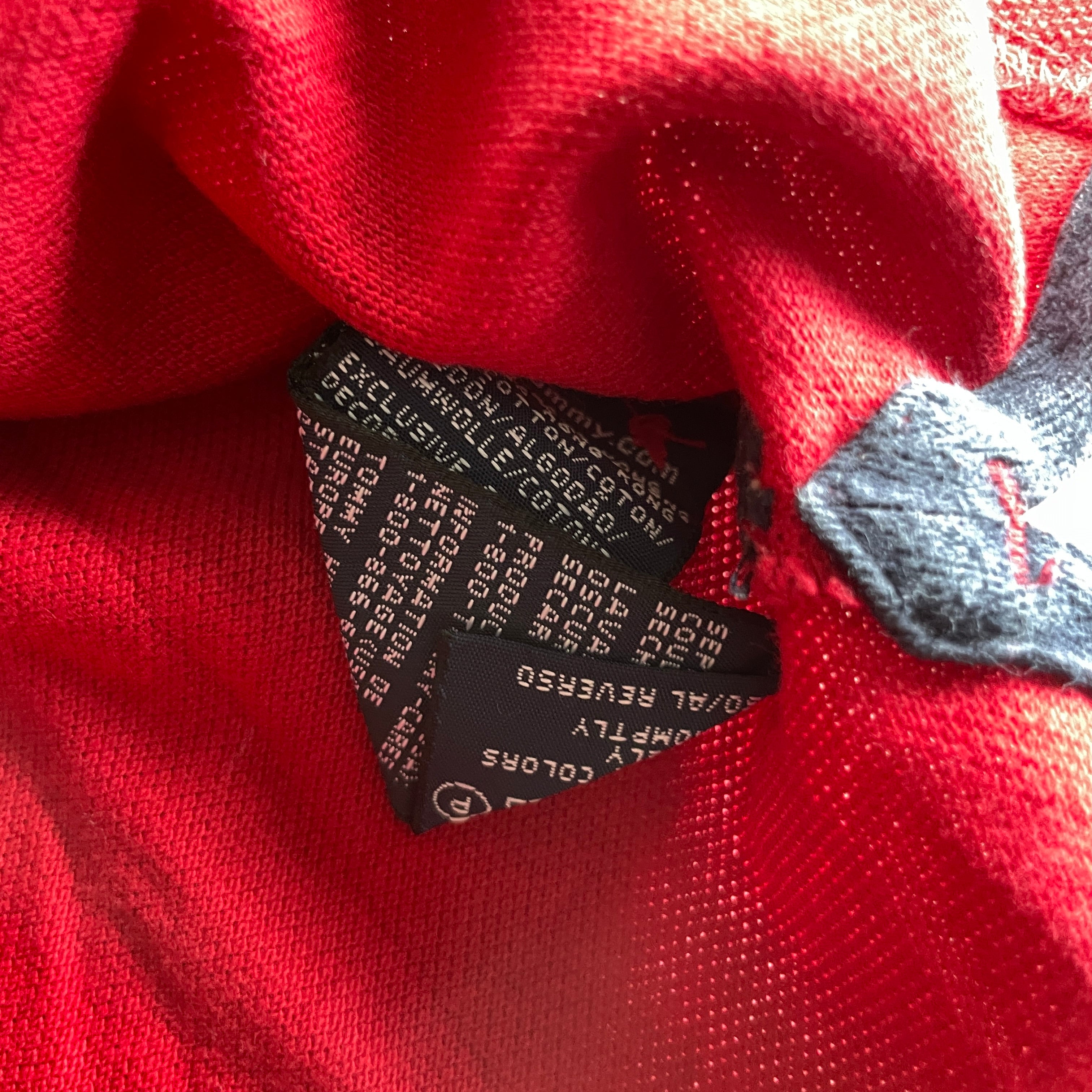 Vintage men's red Tommy Hilfiger Embroidered Crest short sleeve Polo in 2XL| L38W24| SKU 5379