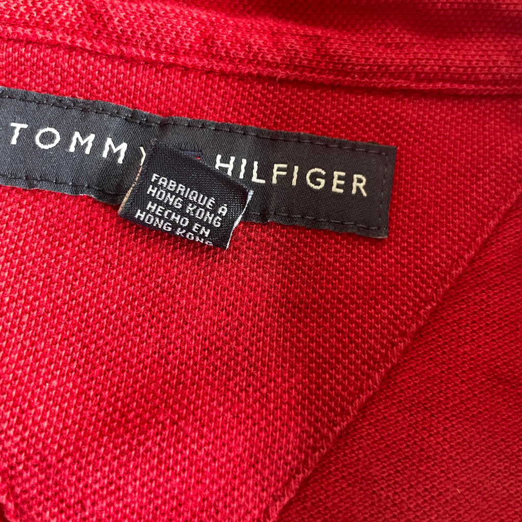 Vintage men's red Tommy Hilfiger Embroidered Crest short sleeve Polo in 2XL| L38W24| SKU 5379