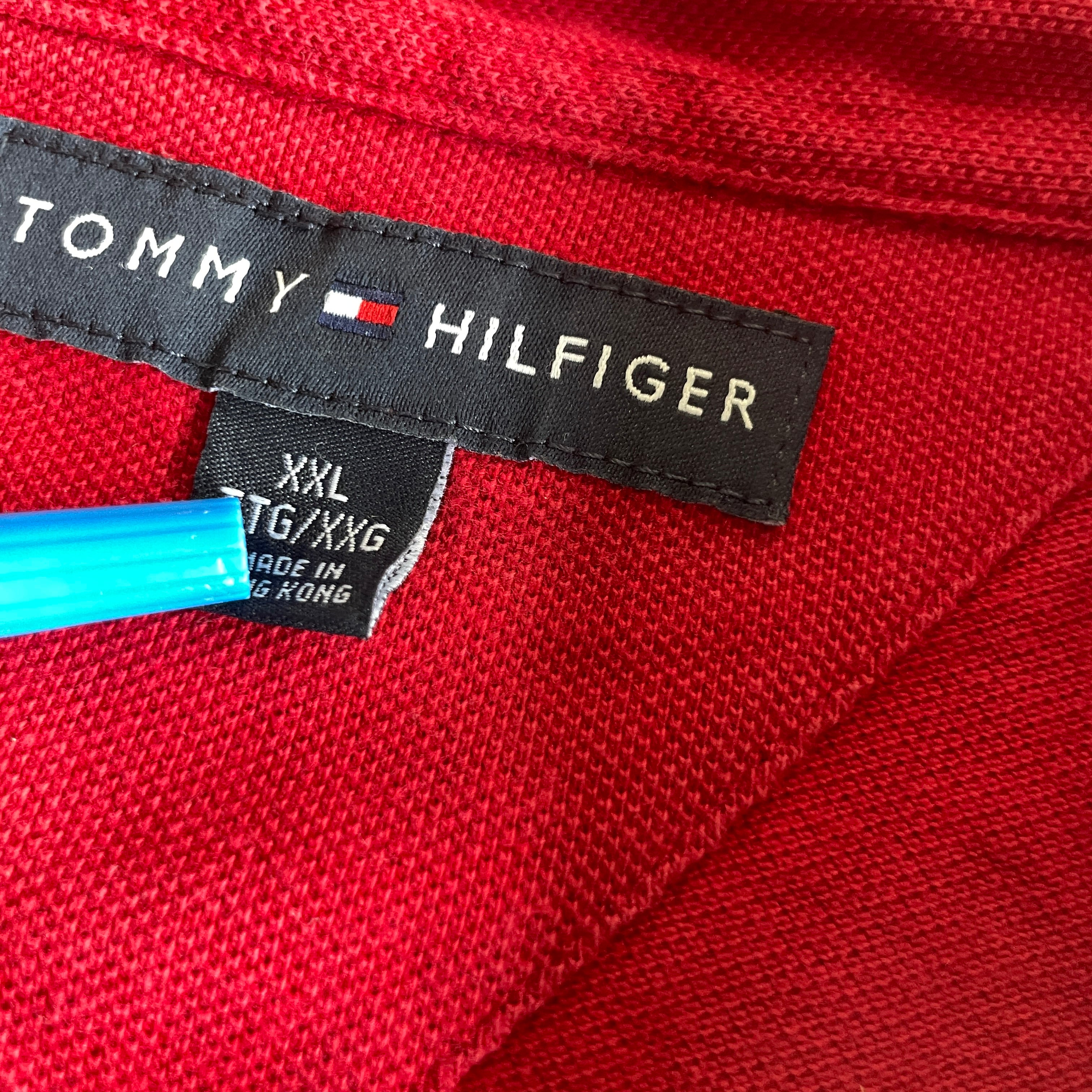 Vintage men's red Tommy Hilfiger Embroidered Crest short sleeve Polo in 2XL| L38W24| SKU 5379