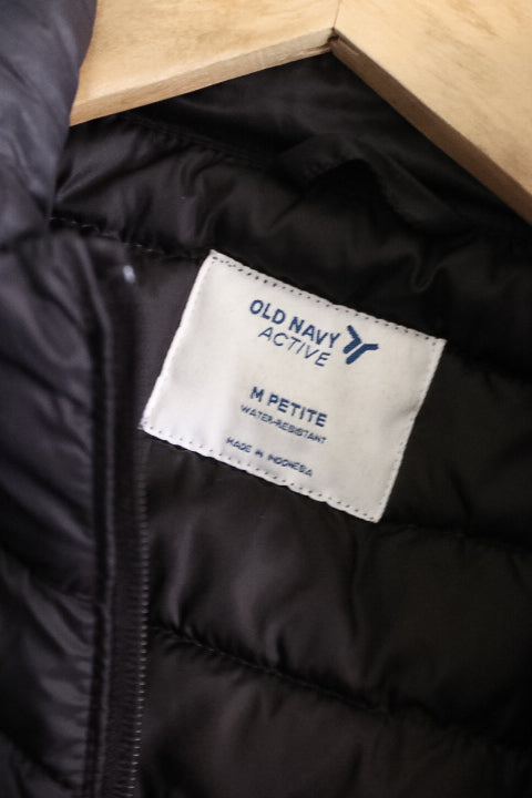 Vintage old navy petite brown full zip medium puffer jacket