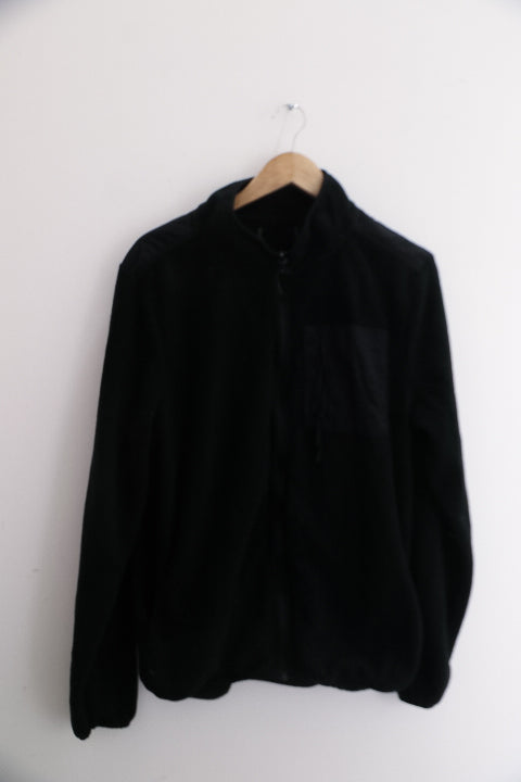 Vintage black fleece full zip mens large jacket